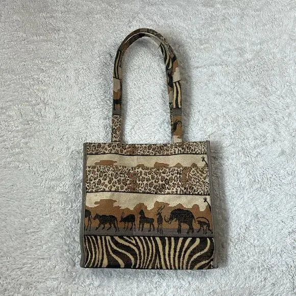 Jade safari tapestry tote shoulder bag with coin purse - Picture 3 of 12